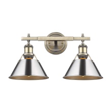 Golden 3306-BA2 AB-CH - Yep by Golden Lighting Orwell 2-light Vanity in Aged Brass and Chrome shade